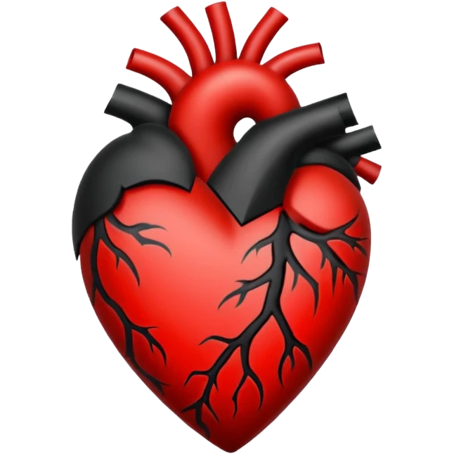 Black and red heart tattoo style emoji