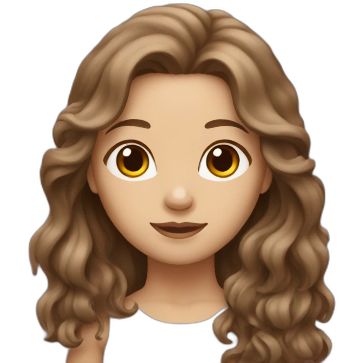 white woman with brown long wavy hair holding an otter emoji