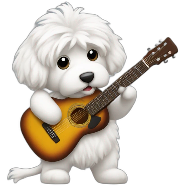 Coton de Tuléar playing guitar  emoji