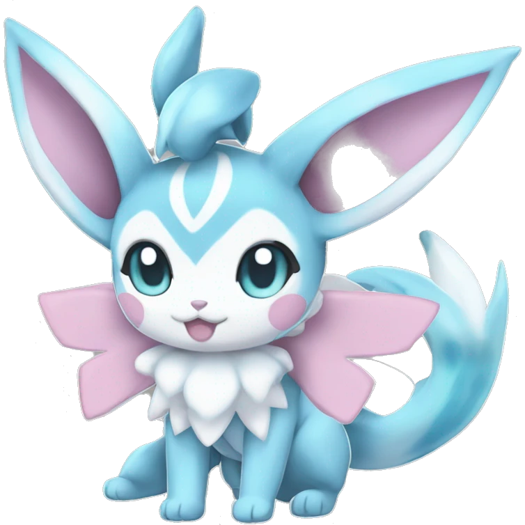 Kawaii Sylveon-Glaceon-Vaporeon-Pokémon full body emoji