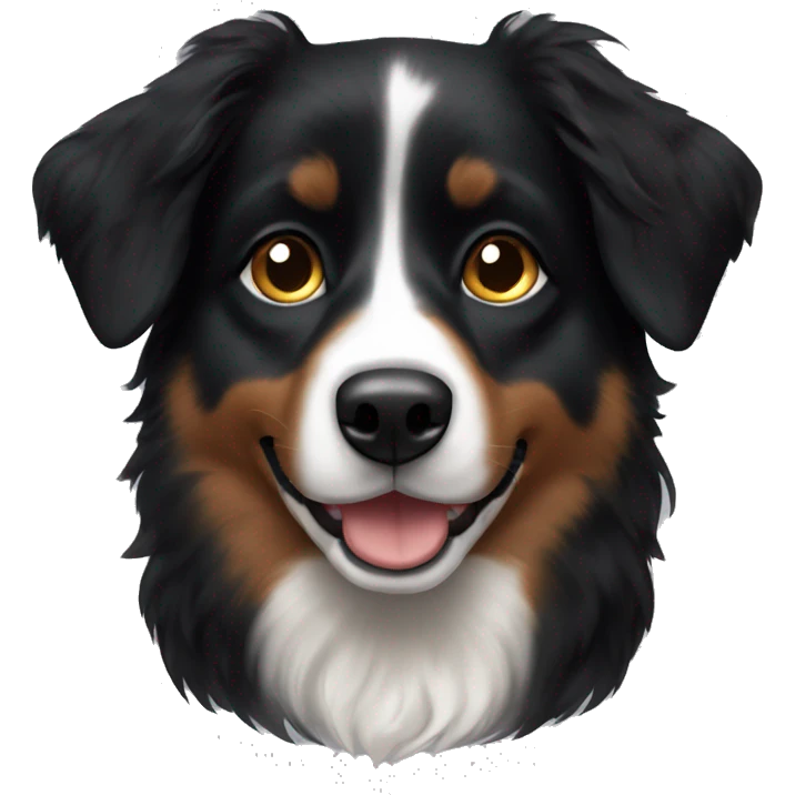 Small black australian shepherd dog with dark brown eyes emoji