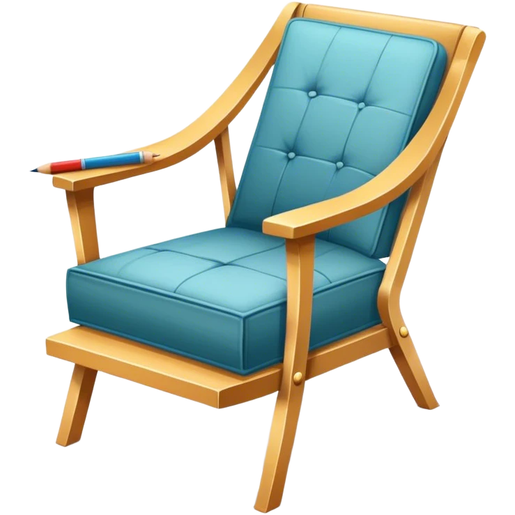 Icon for Furniture Design: a sketch of a stylish piece of furniture, like a chair or sofa, with design tools such as a ruler, pencil, and fabric swatches. The icon should represent creativity and craftsmanship in furniture design. Transparent background. emoji