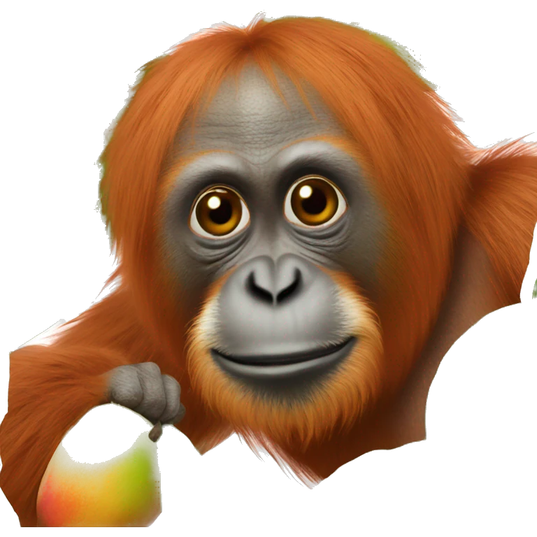 Sumatran orangutan holding a mango emoji
