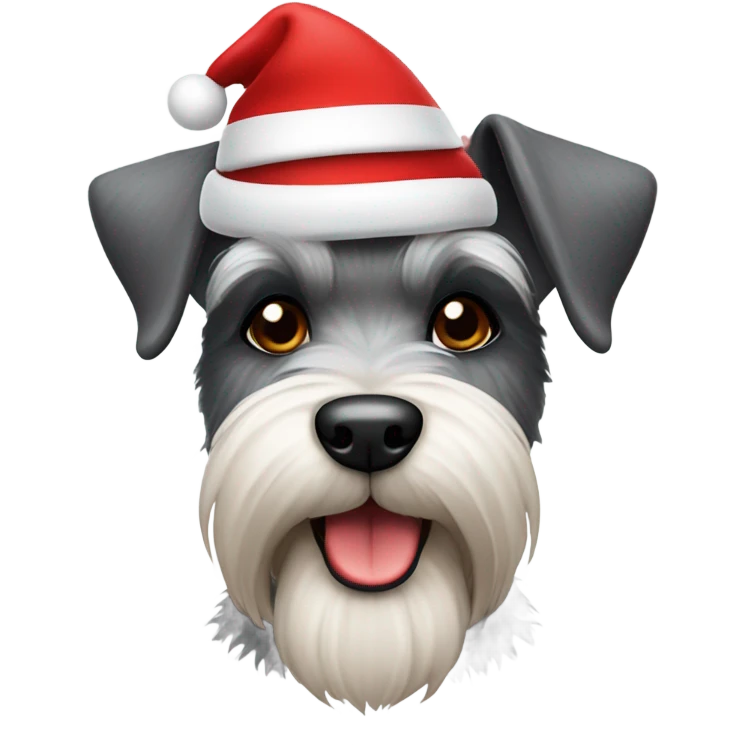 Schnauzer wearing santa hat emoji