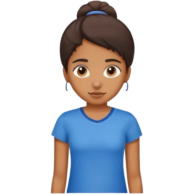 A brown girl with blue camiseta emoji