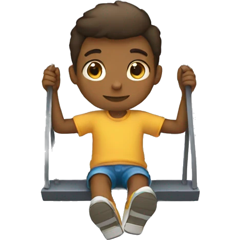 A boy standing behind a swing emoji