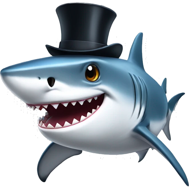 Shark with a top hat emoji