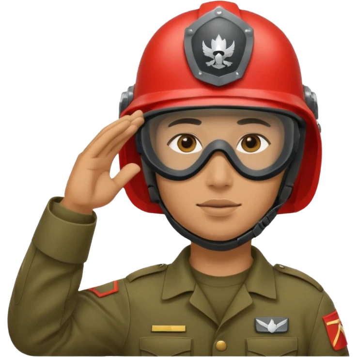 Soldier saluting with helmet + mask emoji