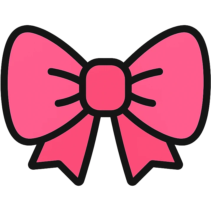 cute pink bow tie icon with color outline and black outlines emoji