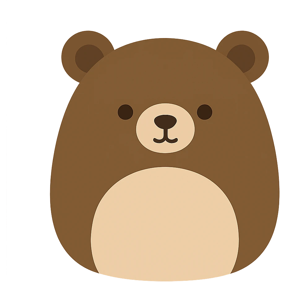 flat vector illustration of a grizzly bear squishmallow plushie emoji