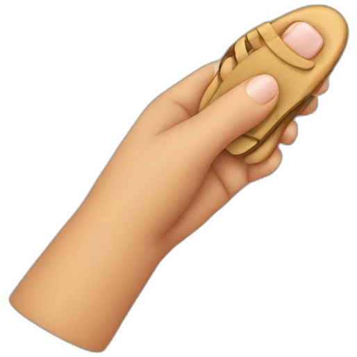 hand holding a sandal emoji