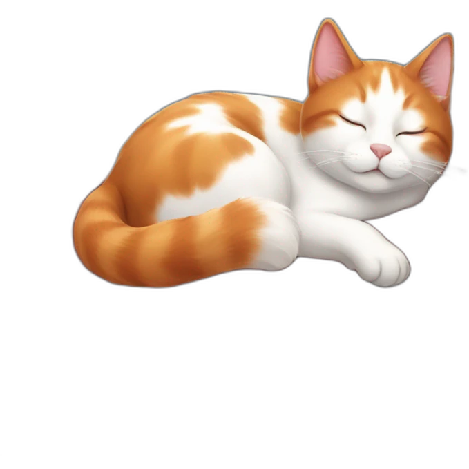 Red white cat sleeping on the roof emoji