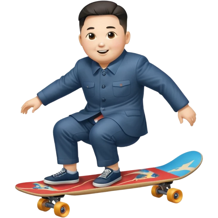 Kim jong-un riding skate board emoji