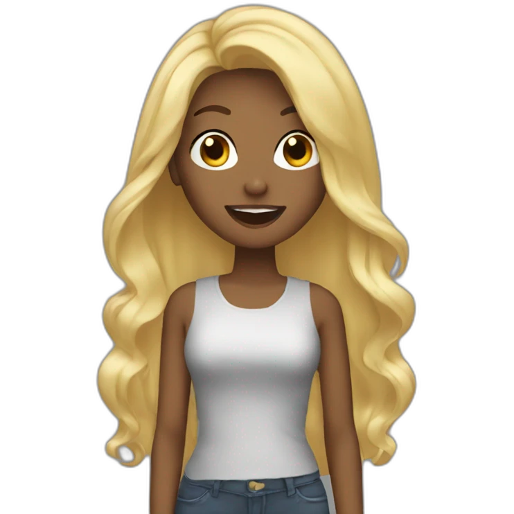 Blonde girl straight hair singing emoji