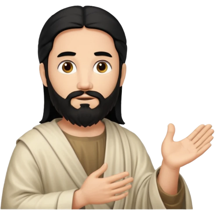 fullbody, head-to-toe, Jesus's apostle Thomas, black hair and black beard, hands down, normal emoji style, facing left emoji