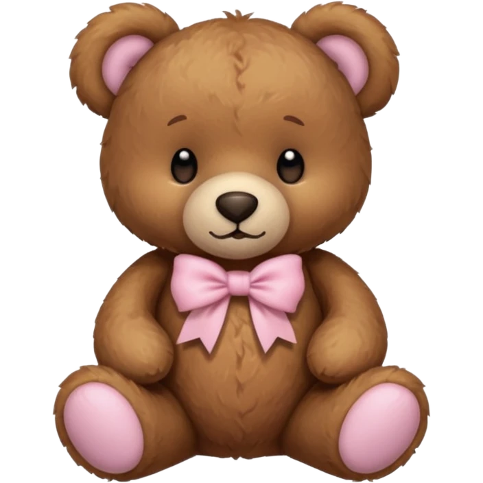 Brown teddy bear with a light pink bow emoji