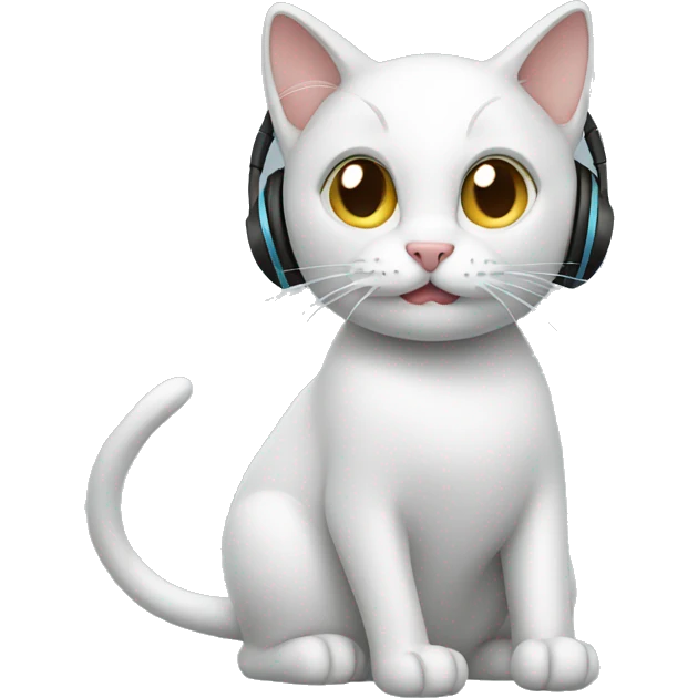 Cat cleaning with earphones  emoji