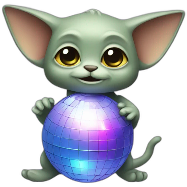 Grogu holding a disco ball emoji