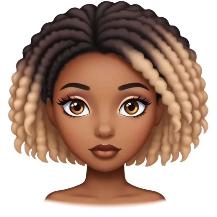 black girl with lashes and makeup emoji