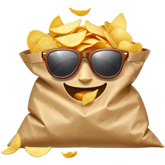 bag of chips with sunglasses emoji