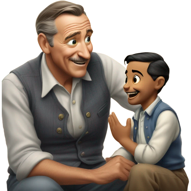 Photorealistic Walt Disney harrumphing with kiddo emoji