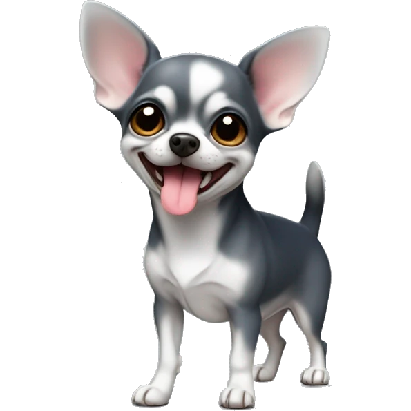 Navy gray smiled Cute mini Chihuahua with a tongue  full body should be displayed  emoji