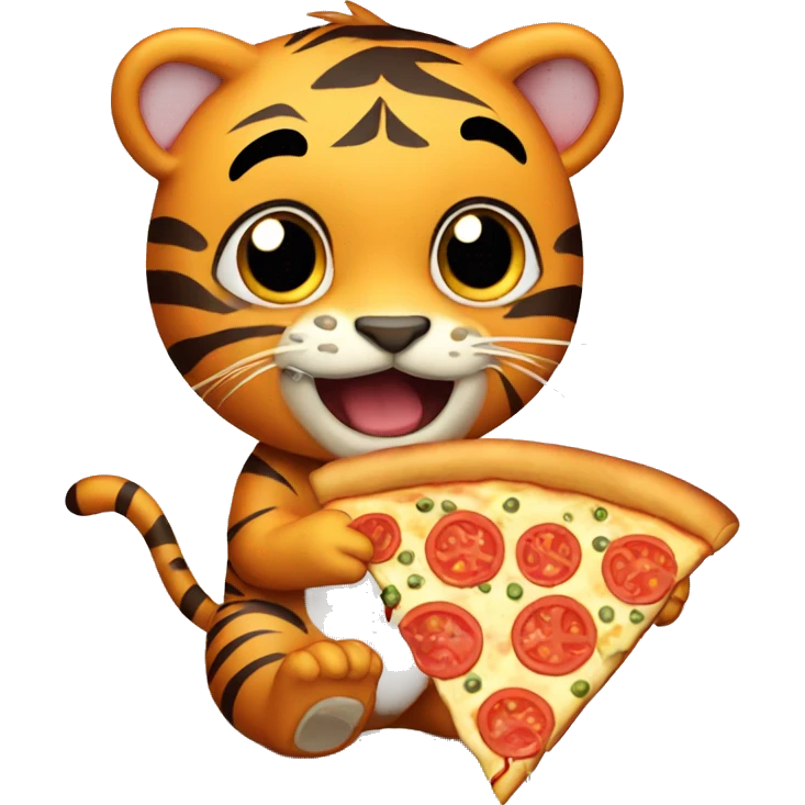 cute tiger eating pizza  emoji