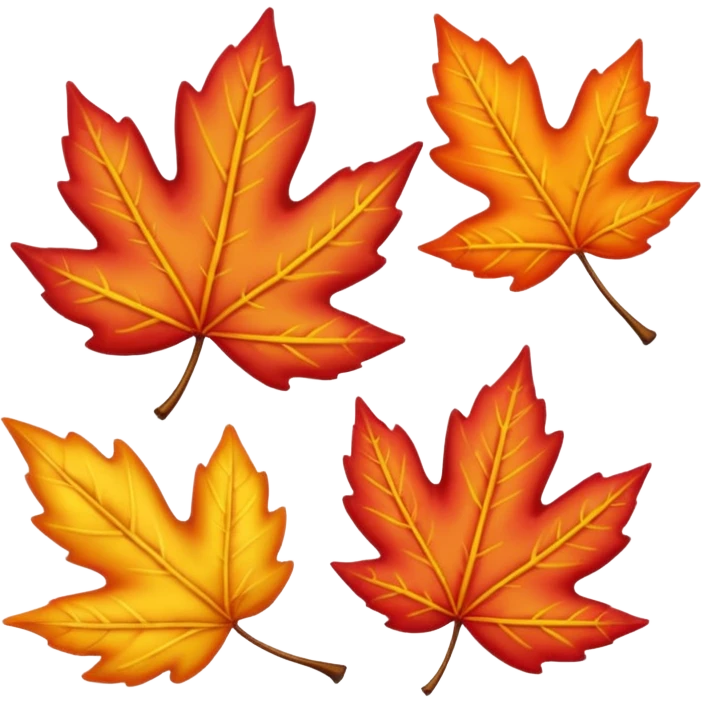 3 autumn leaves, horizontally, blowing in the wind, to the left, white background emoji