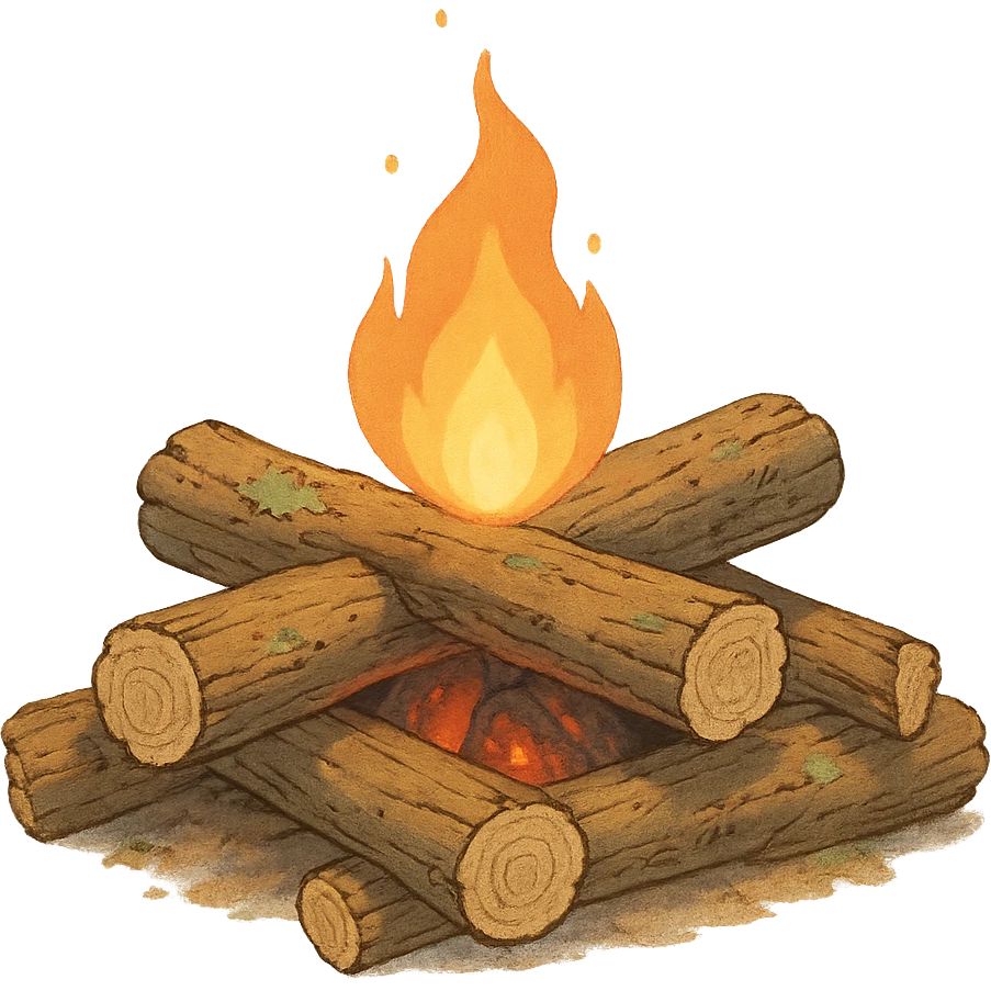 ghibli style camping firewood emoji