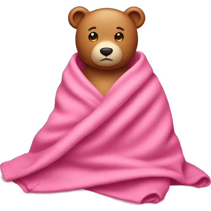 Pink bear wearing pink blanket emoji