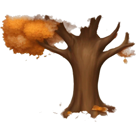 autumn tree with little leaves falling off of it emoji
