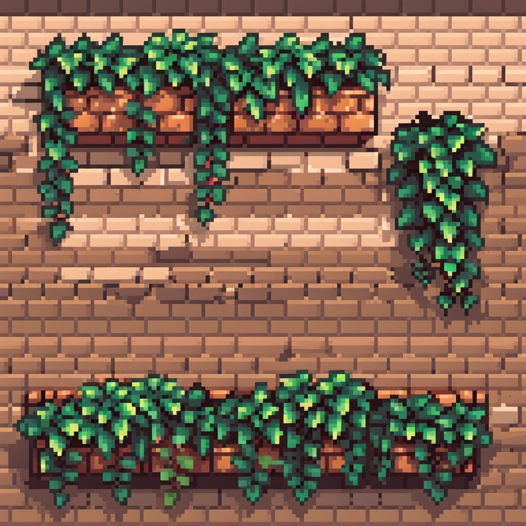 brick wall with ivy plants growing on it emoji