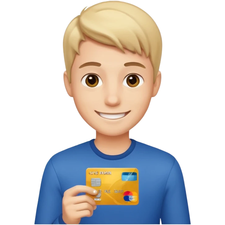 پسر جذاب با کلاس کارت بانکی به دست emoji