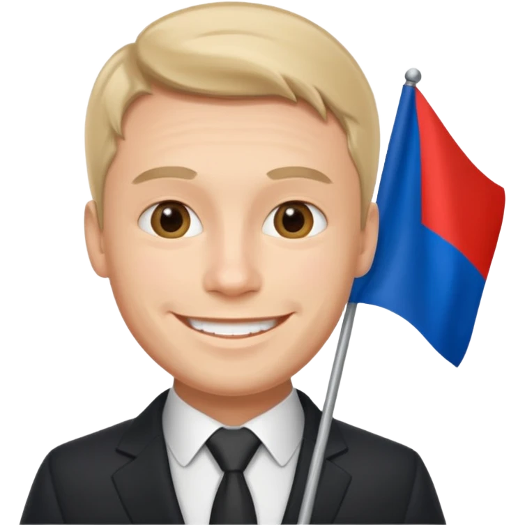 a Russian man in a suit with a flag in his hand emoji