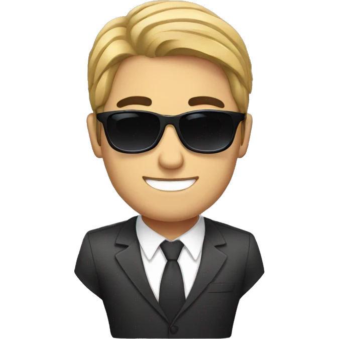 handsome business man with black hair and sunglasses  emoji