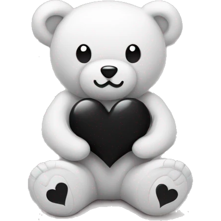 Teddy bear with floating black hearts hold black heart emoji