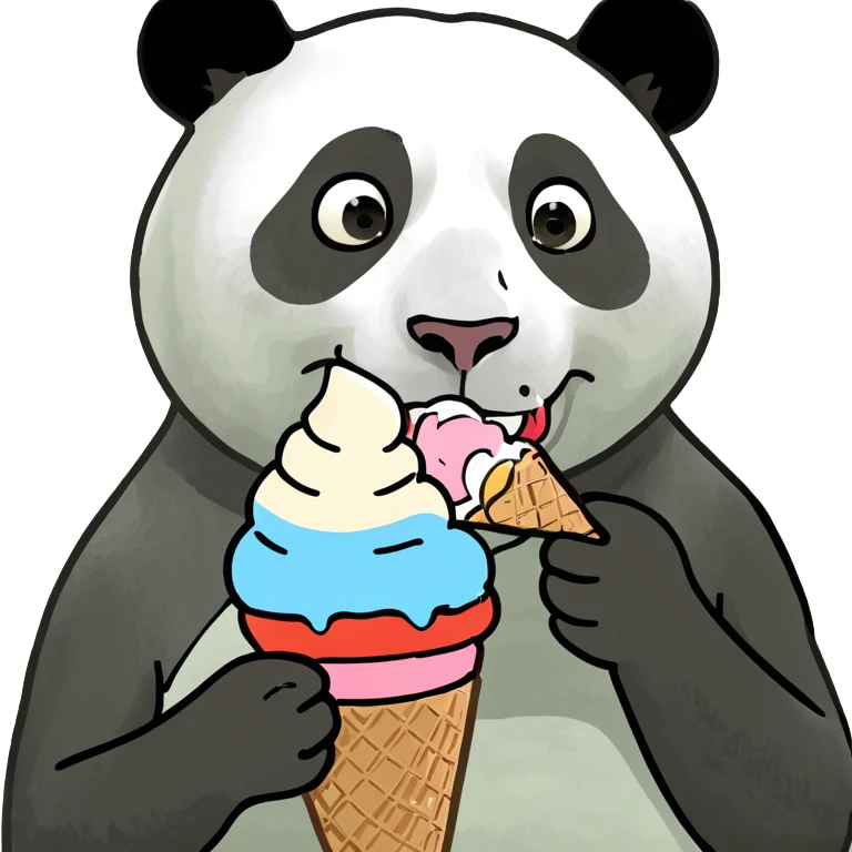Panda eating ice cream emoji