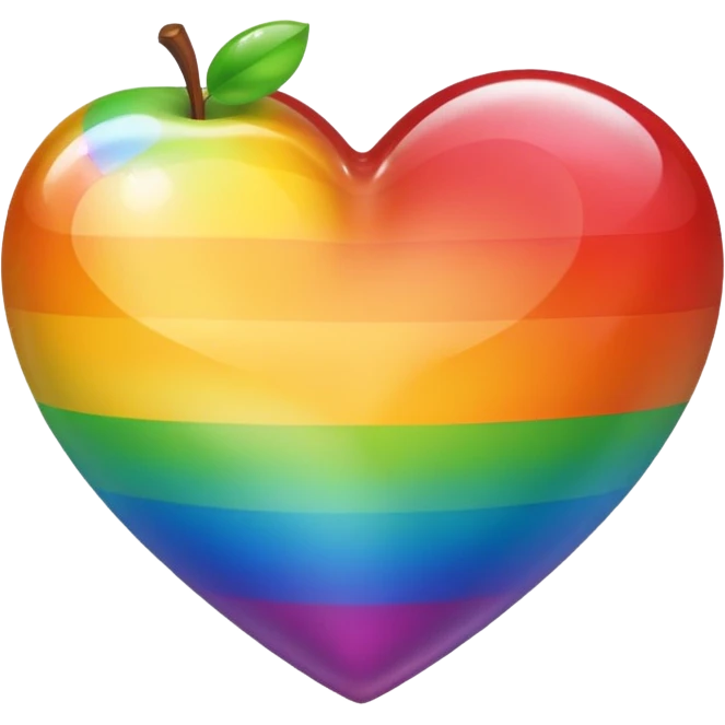 rainbow pride heart with subtle glassy look, apple emoji style, no text emoji