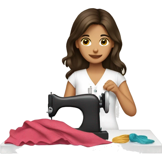 Brunette girl sewing  emoji