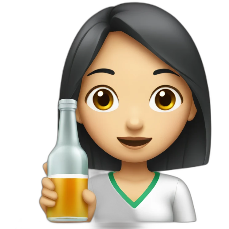Indonesian girl drinking soju bottle emoji