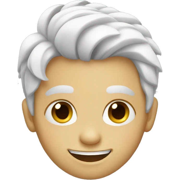 White smiling boy with hair emoji