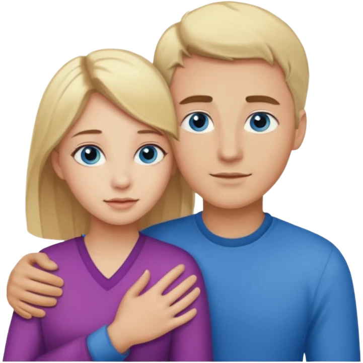 Grounded in Love man with blonde hair and blue eyes with girl with brown hair and brown eyes emoji
