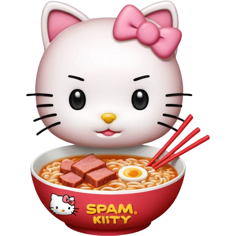 Hello Kitty enjoying SPAM ramen emoji