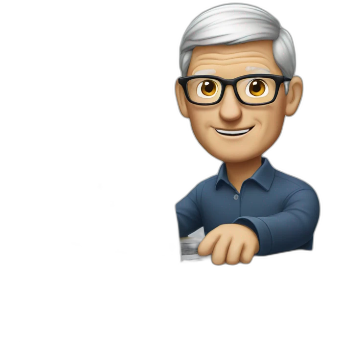 tim cook with macbook emoji