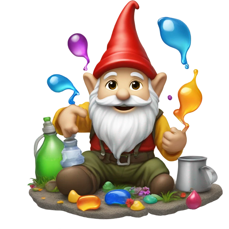 gnome pouring liquid on the ground as tribute to his homies emoji