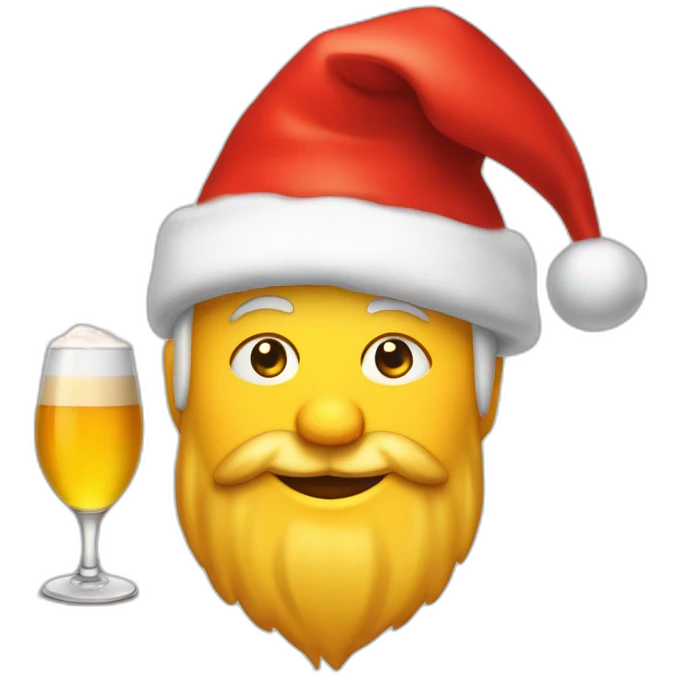 Père Noël qui offre un verre de bière à un enfant comme cadeau emoji
