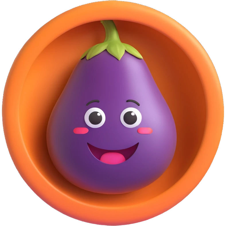 playful emoji of an eggplant sitting in a round hole emoji