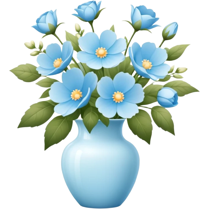 Light blue flower arrangement, Pinterest emoji