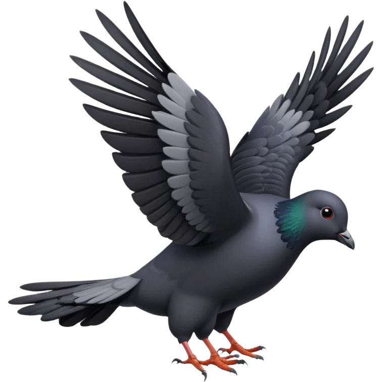 black pigeon flying emoji