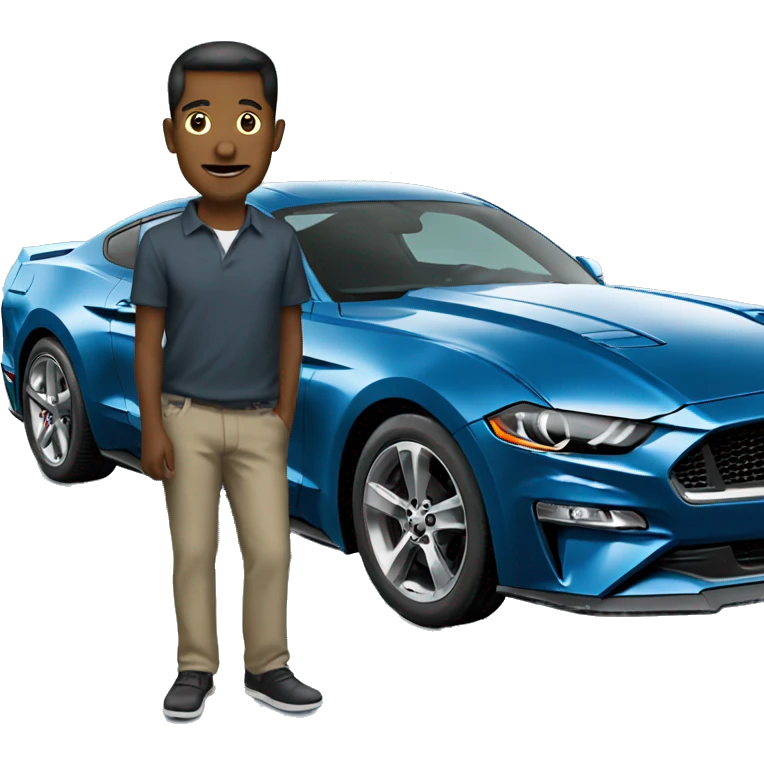 Man stand up by 2024 ford mustang emoji